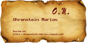 Ohrenstein Marion névjegykártya